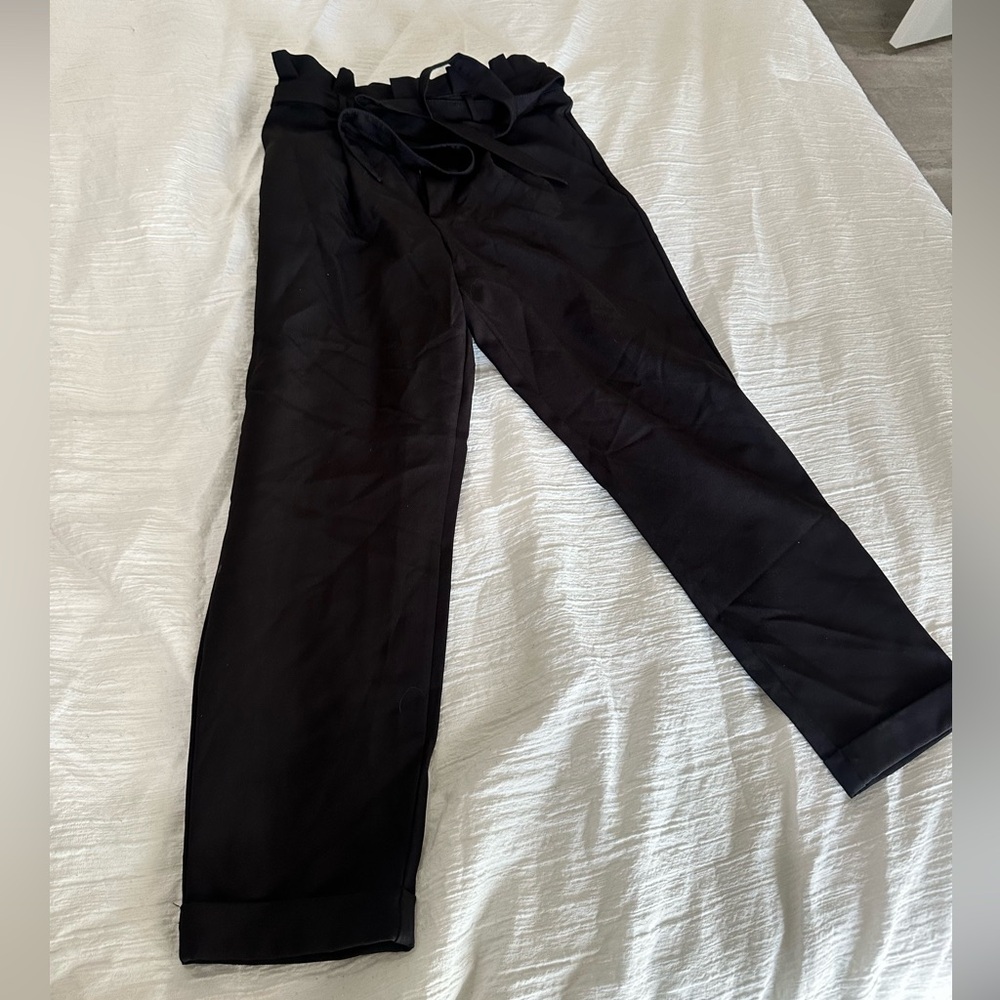 Black cropped dress pants